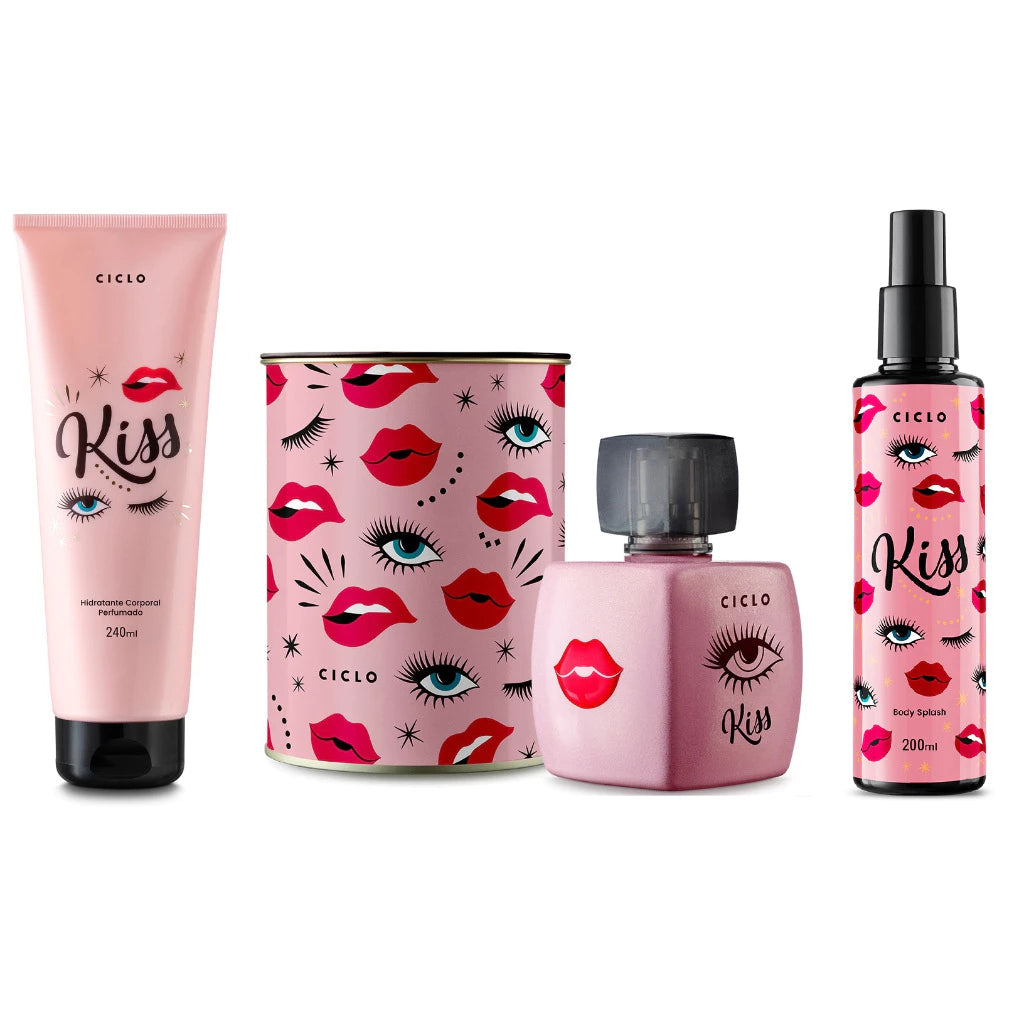 Kit Ciclo Kiss - Creme + Body Splash + Perfume (Edição lata)