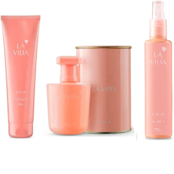 Kit La Vida Ciclo - Creme + Perfume Edição Lata + Body Splash