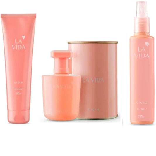 Kit La Vida Ciclo - Creme + Perfume Edição Lata + Body Splash