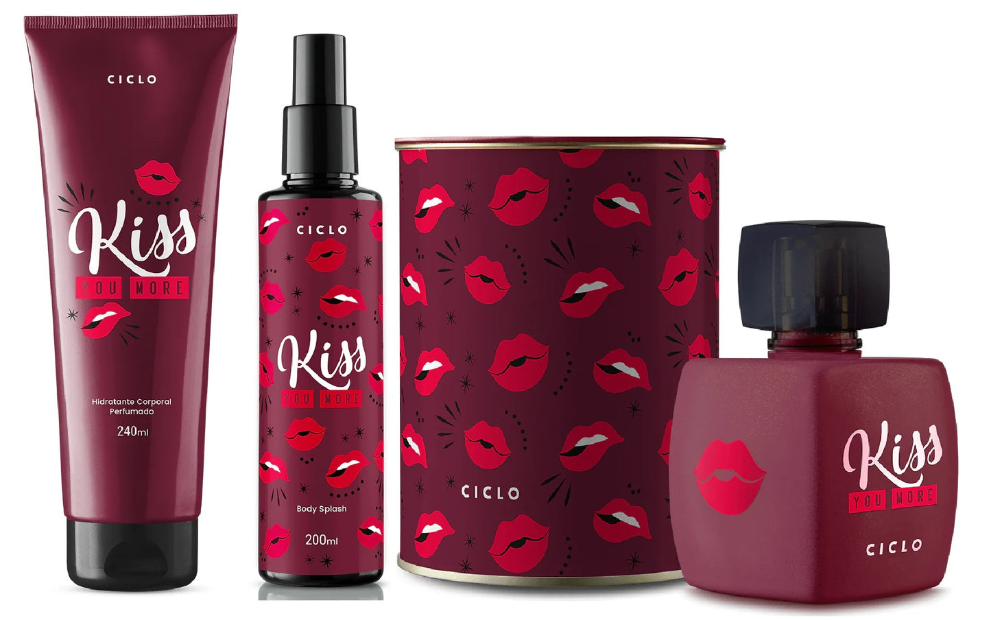 Kit Kiss You More Ciclo - Creme + Body Splash + Perfume Lata