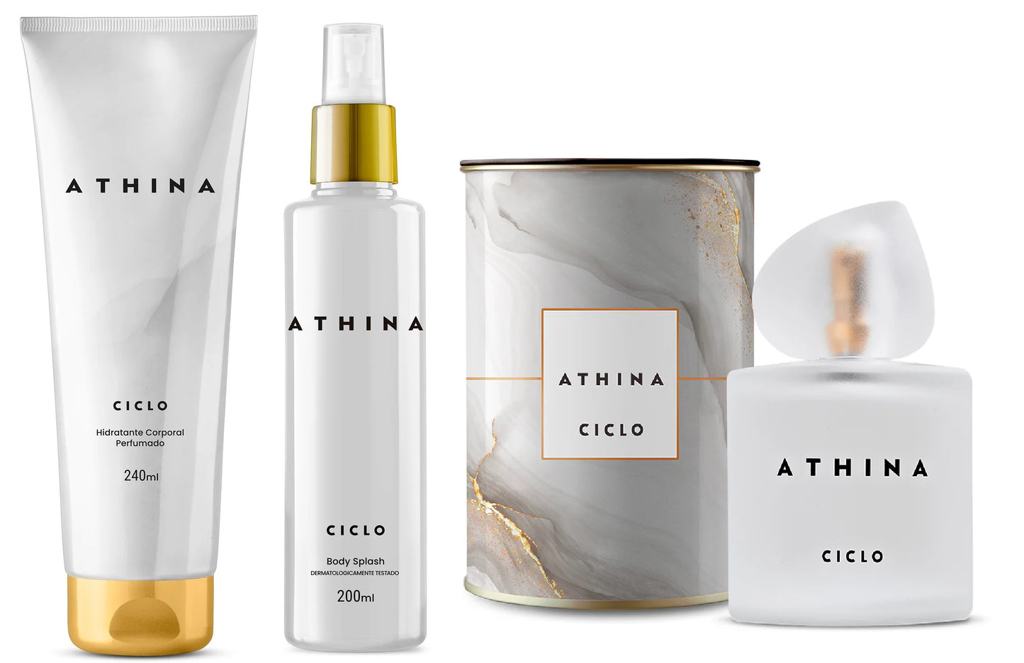 Kit Athina  Ciclo - Creme + Body Splash + Perfume Lata