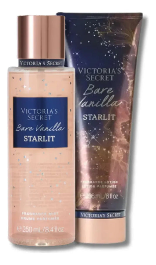 Kit Victoria's Secret Bare vanilla Starlit Body Splash 250 ml + Loção hidratante 236 ml