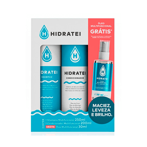 Hidratei Kit Multifuncional Shampoo 250ml + Condicionador 200ml + Oléo 30ml