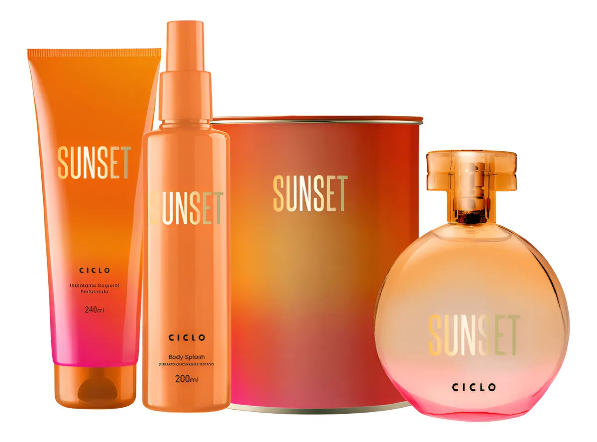 Kit Sunset  Ciclo - Creme + Body Splash + Perfume Lata